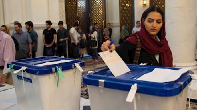  'People cast their votes in the Iranian presidential election in Tehran on Saturday.'