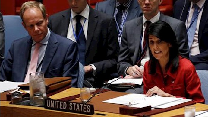  'US Ambassador to the UN, Nikki Haley addresses the Security Council at UN headquarters in New York, July 5, 2017.'