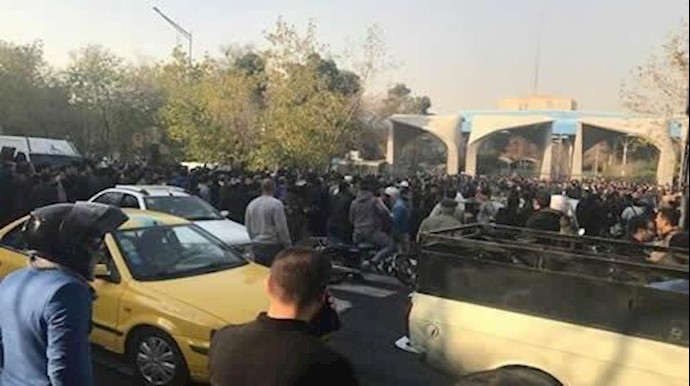  'People protest near the University of Tehran, Iran, on Saturday in this picture obtained'