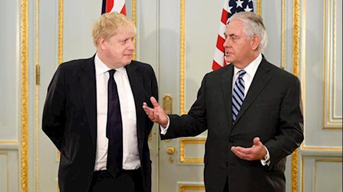  '.S. Secretary of State Rex Tillerson and Britains Foreign Secretary Boris Johnson attend a press conference in London, January 22, 2018'