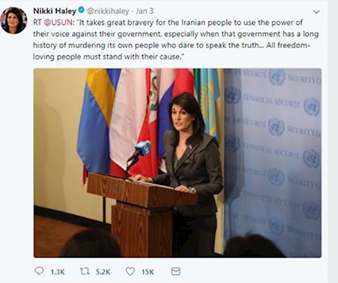 Ambassador Nikki Haley: All freedom-loving people must stand with the Iranian cause