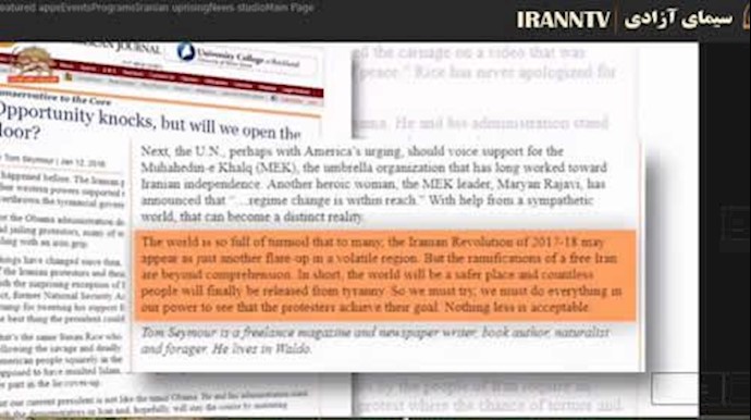 Journal columnist Seymour featured on Iranian TV
