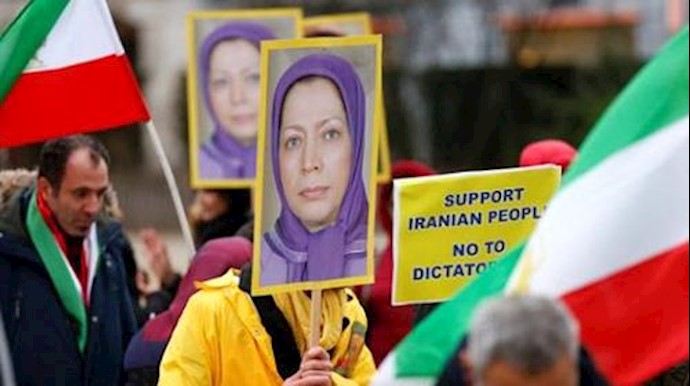 Iranian opposition hold a protest rally outside the EU Council in Brussels