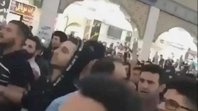 Dezful, southern Iran: people chase the police and the guards after booing him