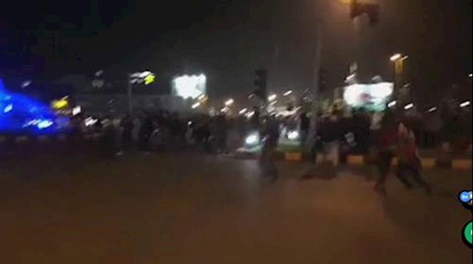 Iran, Lahijan; Demonstrators force the riot police to backdown
