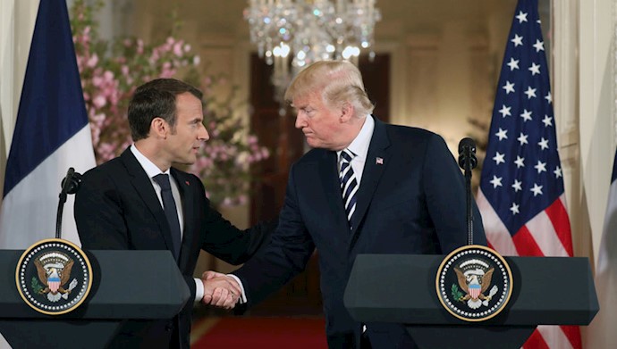  'Trump and Macron at a news conference in the White House'