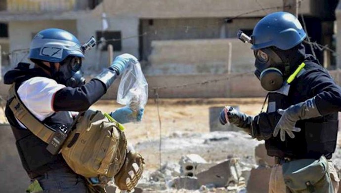  'Inspectors from the (OPCW) took samples in the Syrian town of Douma after a poison gas attack'
