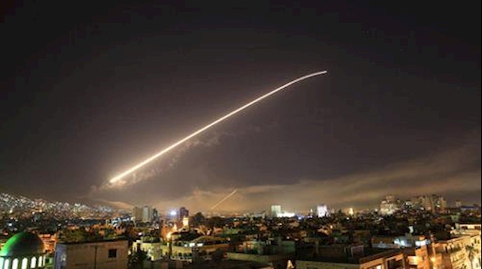  'Explosions lit up the skies over Damascus, the Syrian capital, as Trump announced the airstrikes from the White House'