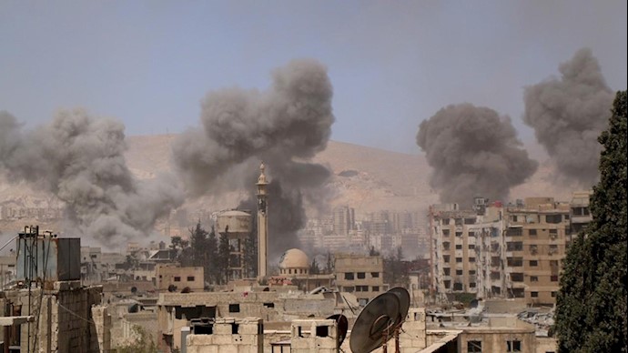  'Douma City under chemical attack and bombardment on the Damascus border, bombed by Assad forces'