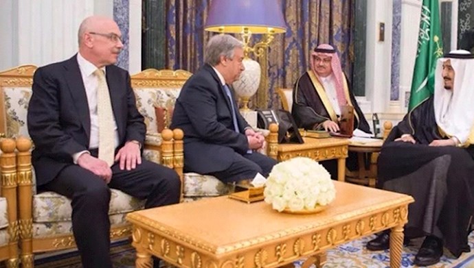  'King Salman received at Al-Yamamah palace SG of UN Antonio Guterres'