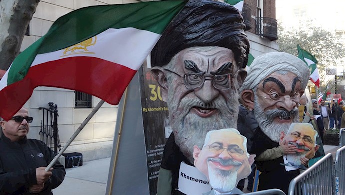 'Iranian protests against the Iranian regime against the Iranian Foreign Minister Zarif in New York'