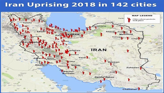  'The map shows the extent of protests against government in Iran'