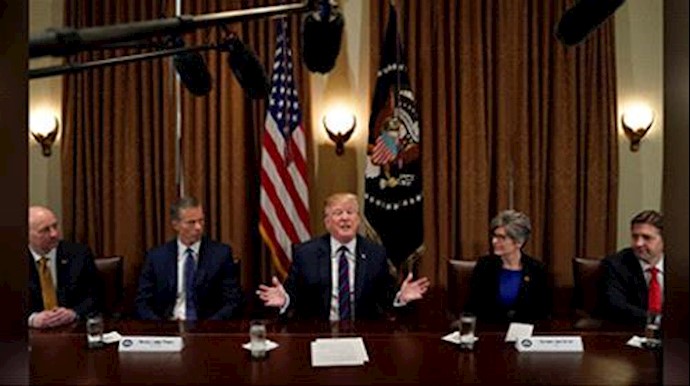  'U.S. President Donald Trump speaks during a meeting with governors and members of Congress at the White House in Washington, U.S., April 12, 2018'