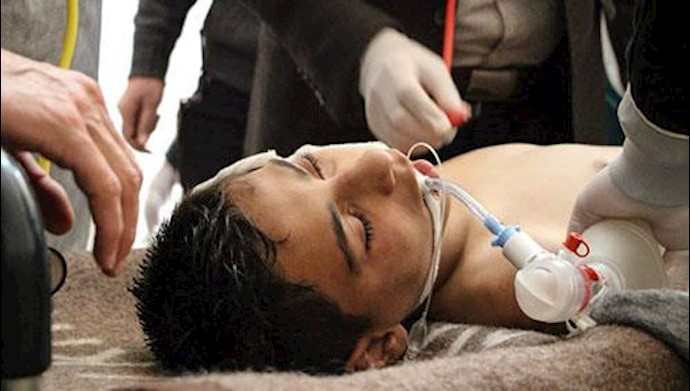  'A Syrian victim receives treatment after an alleged chemical attack'