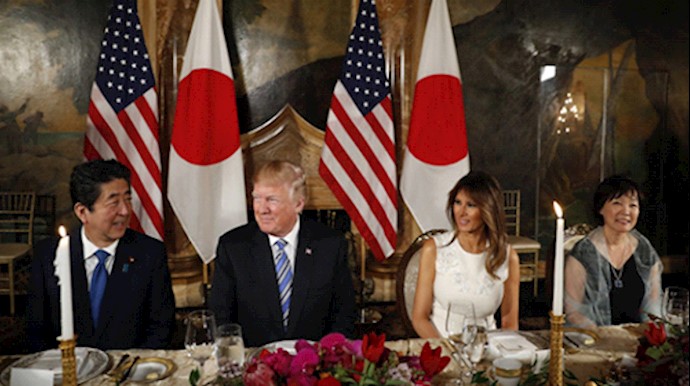  'President Donald Trump , first lady , Prime Minister Shinzo Abe & his wife '