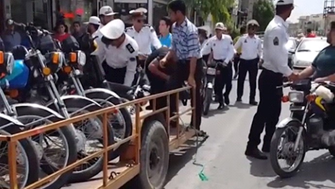  'Screen capture; motorcycle belonging to the poor and deprived are confiscated'