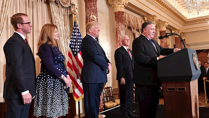  'U.S. President Donald Trump participates in incoming Secretary of State Mike Pompeo's ceremonial swearing-in'