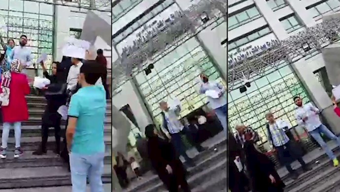  'A group of thalassemia patients, gathered to protest in front of the Iranian Ministry of Health'